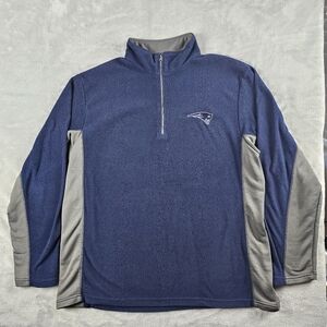 NFL New England Patriots Pullover  Long Sleeve 1/4 Zip Sweater Blue Mens Size XL
